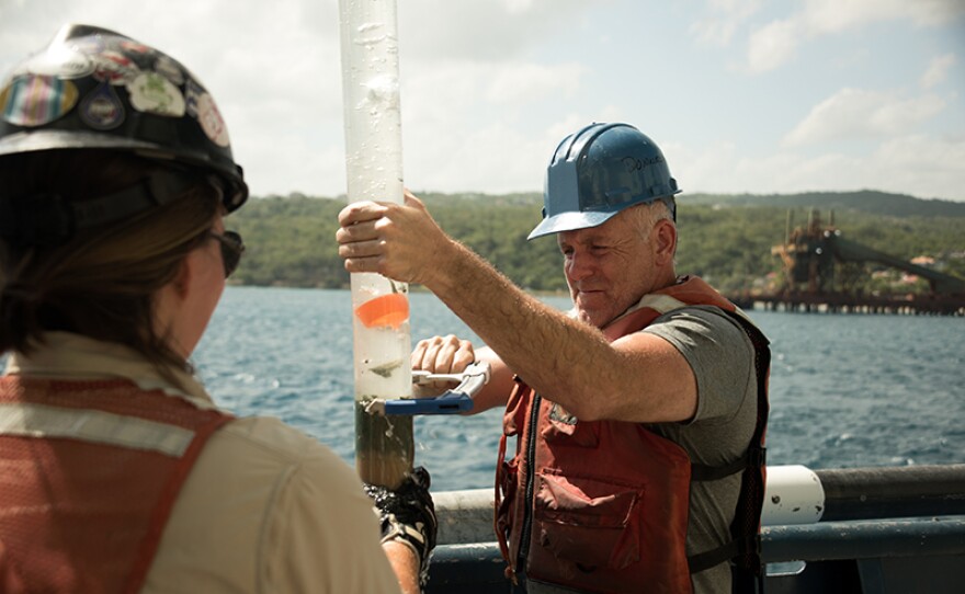 Dr. Jeff Donnelly and team coring in Discovery Bay, Jamaica.