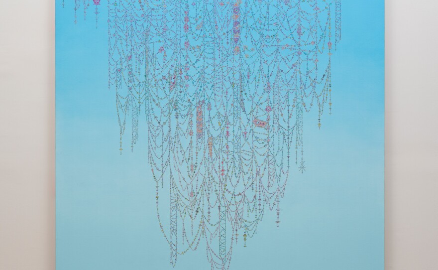 "Veil (Medium Blue to Light Blue)" by Kelsey Brookes is on view at Quint Gallery through July 24, 2021.