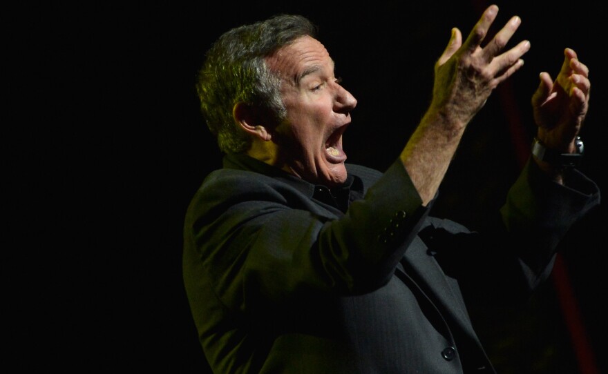 Robin Williams performs during the Sixth Annual Stand Up for Heroes charity event at the Beacon Theatre in New York in 2012.