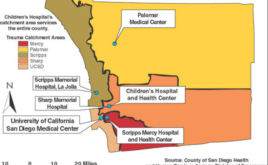 Map of San Diego Trauma System 