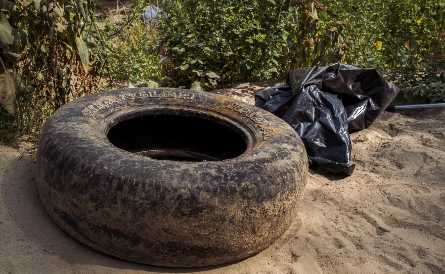 Trash in the Tijuana River Valley in San Diego, Calif. July 23, 2021.