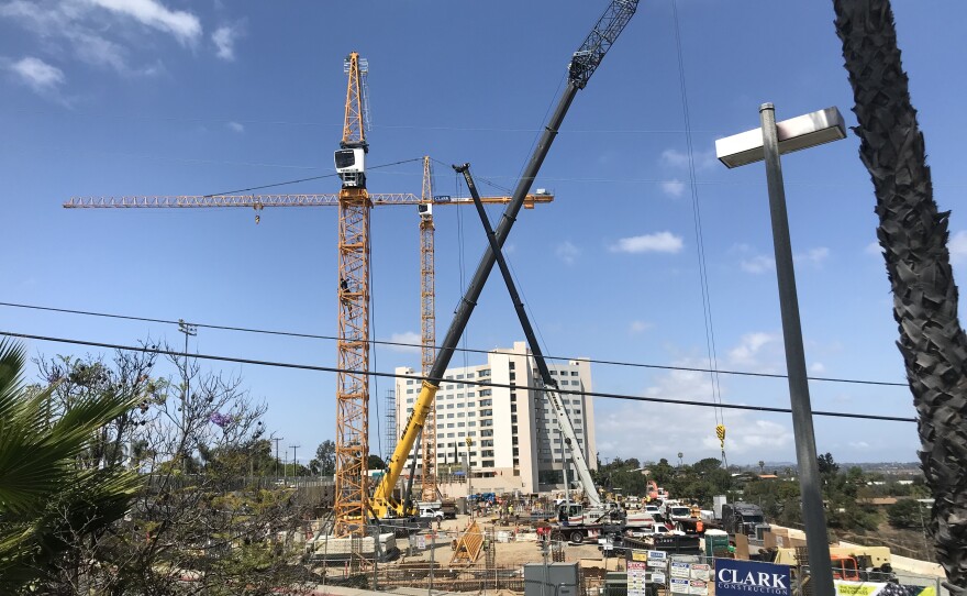 Student housing being built on the west side of the SDSU main campus on May 27, 2018.