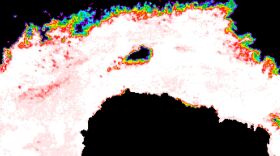 Satellite photograph of the hole in the ice in the Weddle Sea in this undated picture.