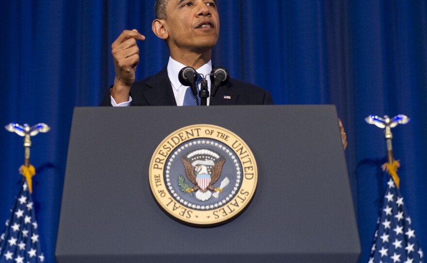 President Obama speaks about his administration's drone and counterterrorism policies at the National Defense University on Thursday.