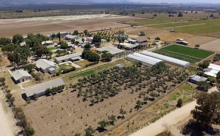 Aerial view of the Rancho de los Ninos orphanage in Valle de Guadalupe, Ensenada.