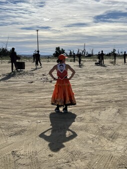 Karla Diaz at the start of Borrego Unity Run, Galleta Meadows, Borrego Springs, 2024