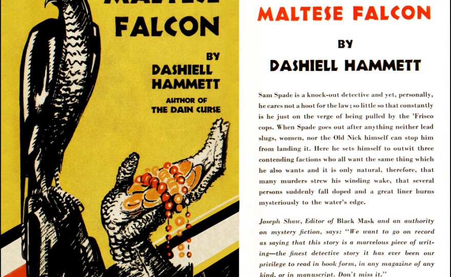 Dust jacket for the 1930 first edition of Dashiell Hammett's "The Maltese Falcon."