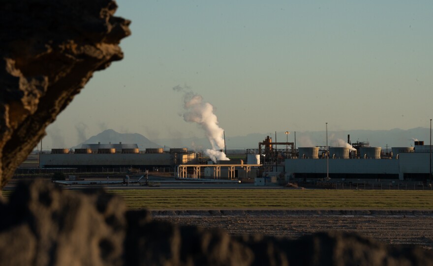 Steam rises over a CalEnergy geothermal plant in Imperial Valley, on Oct. 4, 2023.