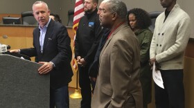 In this March 2, 2019 photo Sacramento Mayor Darrell Steinberg apologizes at City Hall, for Sacramento police officers' fatal shooting of 22-year-old Stephon Clark nearly a year ago after they erroneously thought the black vandalism suspect was pointing a gun.