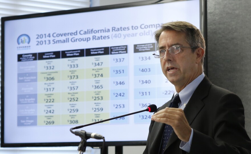 Peter Lee, executive director of Covered California, unveiled the plans and prices that will be offered by private insurers at a media briefing in Sacramento on Thursday.