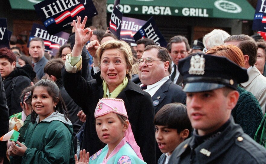 Hillary Clinton walking in the a St. Patrick's Day parade in Queens, N.Y., during her 2000 Senate race.
