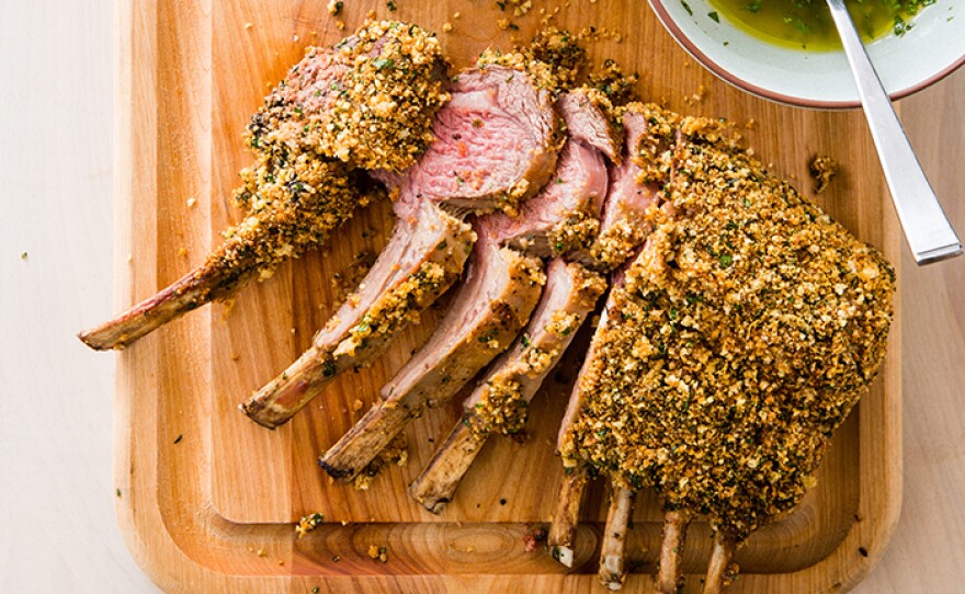 Test cook Ashley Moore shows Bridget how to make a Crumb-Crusted Rack of Lamb (pictured) that is perfect for the holidays.