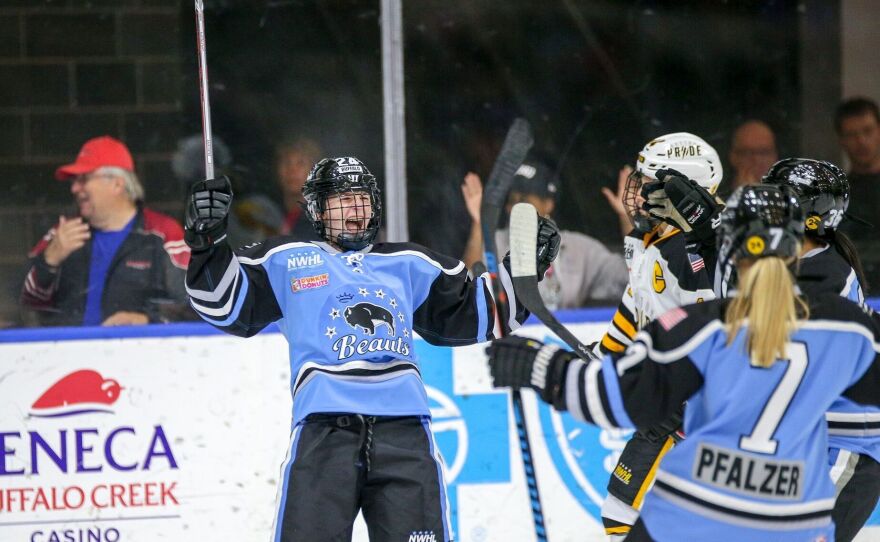 Harrison Browne, seen here playing for the Buffalo Beauts, says he feels lucky to be part of a league that accepts him and wants him to feel comfortable.