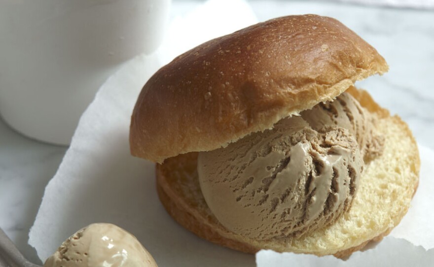 Serve this handmade coffee ice cream with a chocolate sauce, or squidge it into little brioches, like sweet burger buns, as they do in the south of Italy.