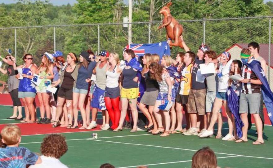 Australian counselors at the French Woods camp in upstate New York celebrate their culture on July 4, 2012. All of French Woods' foreign employees work in the United States through the J-1 visa program.