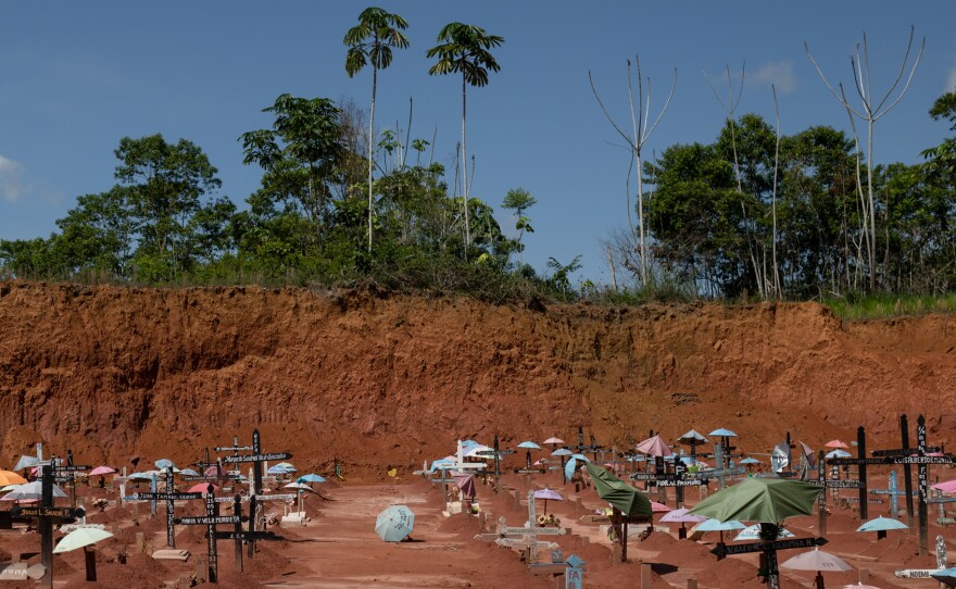 View of the mass grave in Iquitos where people who died from coronavirus were secretly buried in 2020.