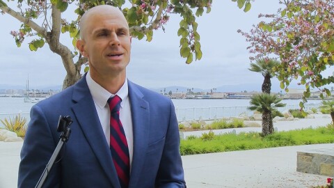 Coronado Mayor Richard Bailey speaks about stay-at-home orders in Coronado, April 19, 2020.