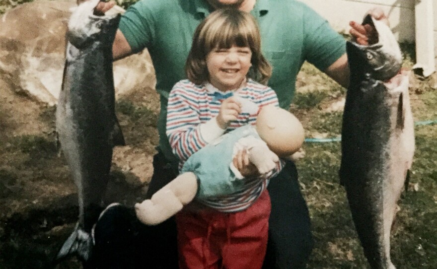 Sara and her father around 1985.