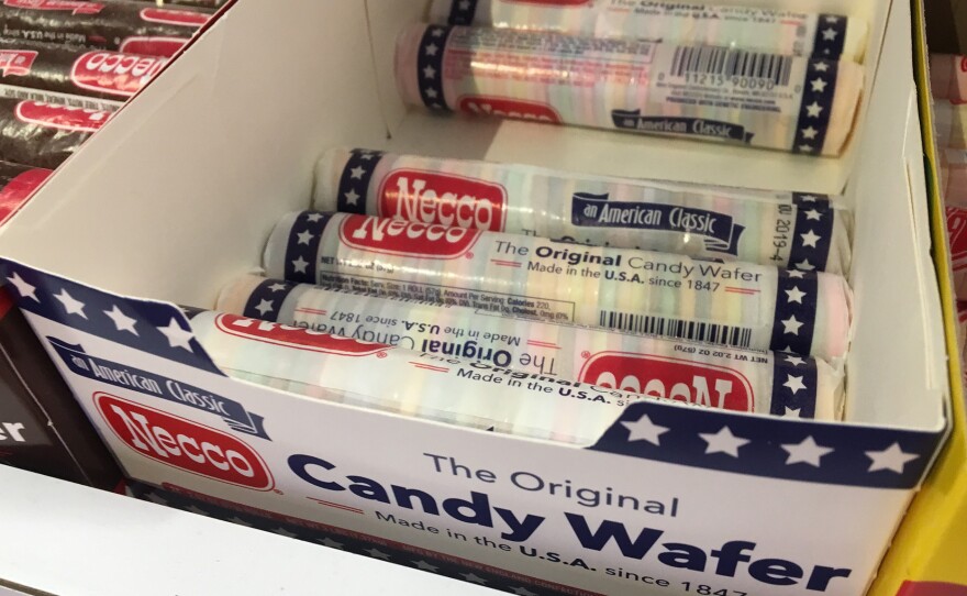NECCO candies for sale at Sugar Heaven in Somerville, Mass. David Sapers says Sugar Heaven will buy up as many as it can if it looks like NECCO won't survive.