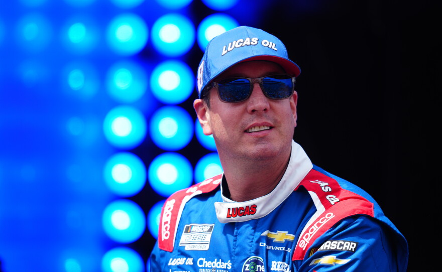 Kyle Busch is introduced during the NASCAR All-Star auto race at Dover Motor Speedway, Sunday, May 17, 2026, in Dover, Del.