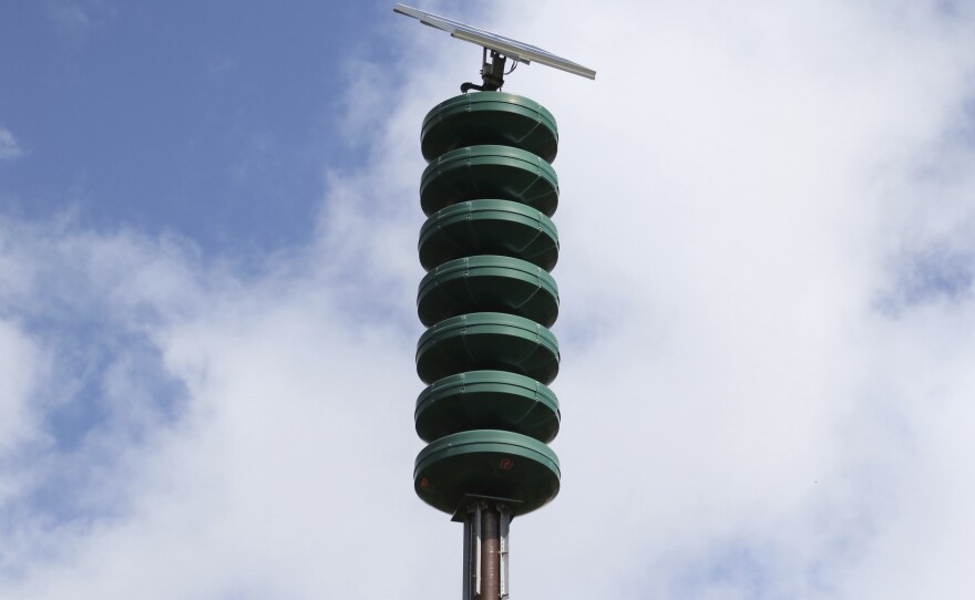 A Hawaii Civil Defense Warning Device will sound an alarm during natural disasters. In December, the Hawaii Emergency Management Agency tested a statewide alert tone signaling nuclear threat.