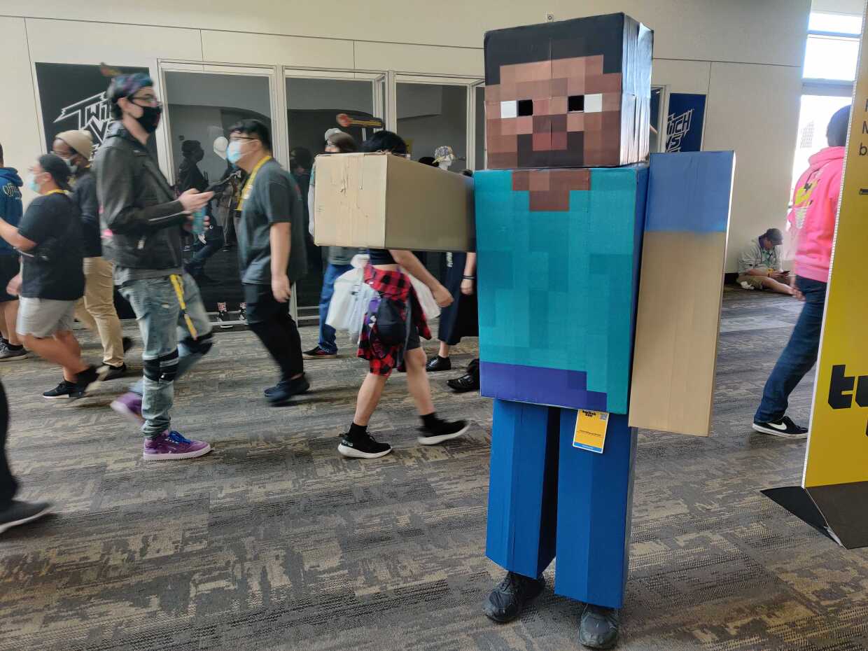 Evan Felch, from the San Francisco Bay Area, cosplays as Steve from Minecraft, Oct. 9, 2022.