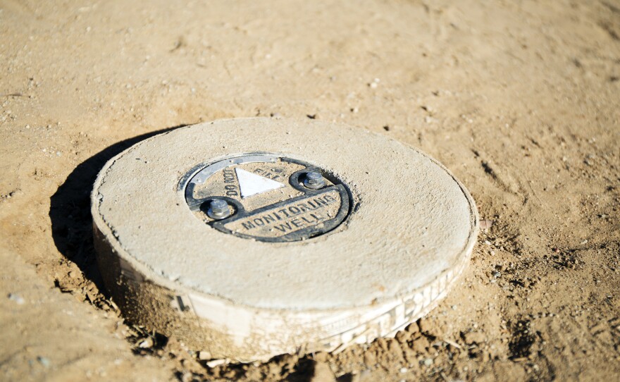 A recently dug shallow well is used for measuring trichloroethylene and other chemicals at Magnolia Elementary School in El Cajon, Oct 18, 2016.