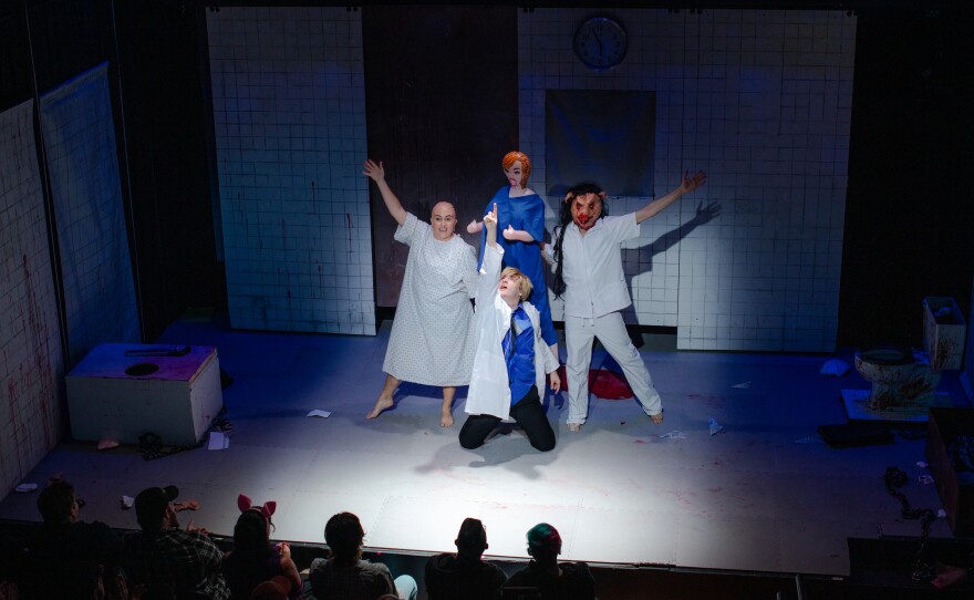 The campy musical riffs on themes from the horror series, turning the scary movie concept into an irreverent comedy.