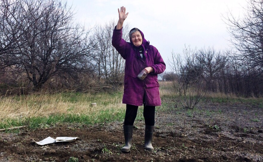In the rundown Ukrainian town of Perevalsk, near the Russian border, 80-year-old Lida Vasilivna has just planted a garden. "Business just went belly up," she says about her town's hard times — after asking, "Are you gonna put this granny on TV?"
