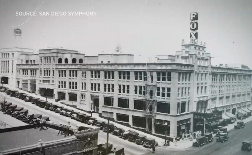 An exterior of the old Fox Theater is shown in black and white in this undated photo.