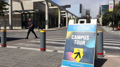 A sign advertises campus tours at UC San Diego on Wednesday, July 30, 2025.