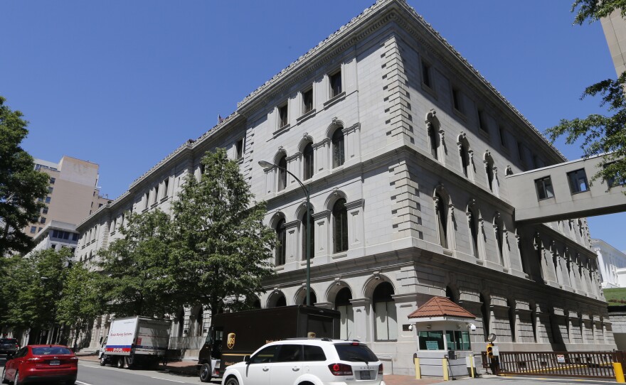 The 4th U.S. Circuit Court of Appeals building in Richmond, Va., was the site of a court hearing on President Trump's revised travel ban targeting six Muslim-majority countries earlier this month. A 13-judge panel has ruled that the ban should continue to be blocked.