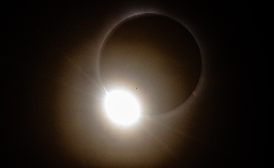 Baily's Beads seen as the moon moves away from the sun during the total solar eclipse as seen from Montpelier, Vermont.