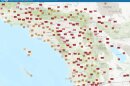 A map showing soaring temperatures across much of Southern California as of 1 p.m., Sept. 1, 2022.