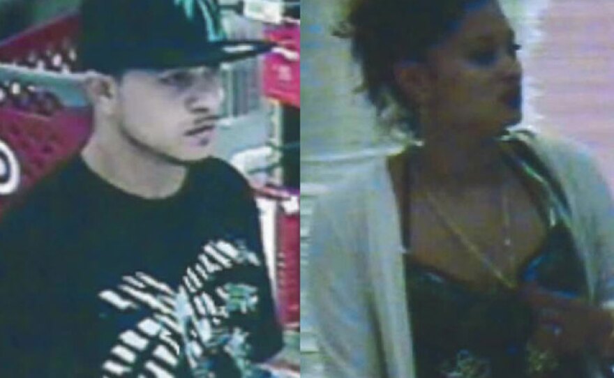 A man suspected of opening fire at an Oceanside Target is pictured on the left, June 12, 2015. Authorities said the man was seen with the women pictured on the right.