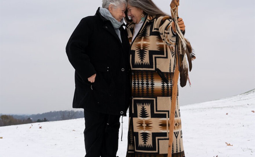 The film follows Mohawk Bear Clan Mother Louise Herne (right) and Professor Sally Roesch Wagner (left) as they seek to correct the historical narrative about the origins of women’s rights in the United States.