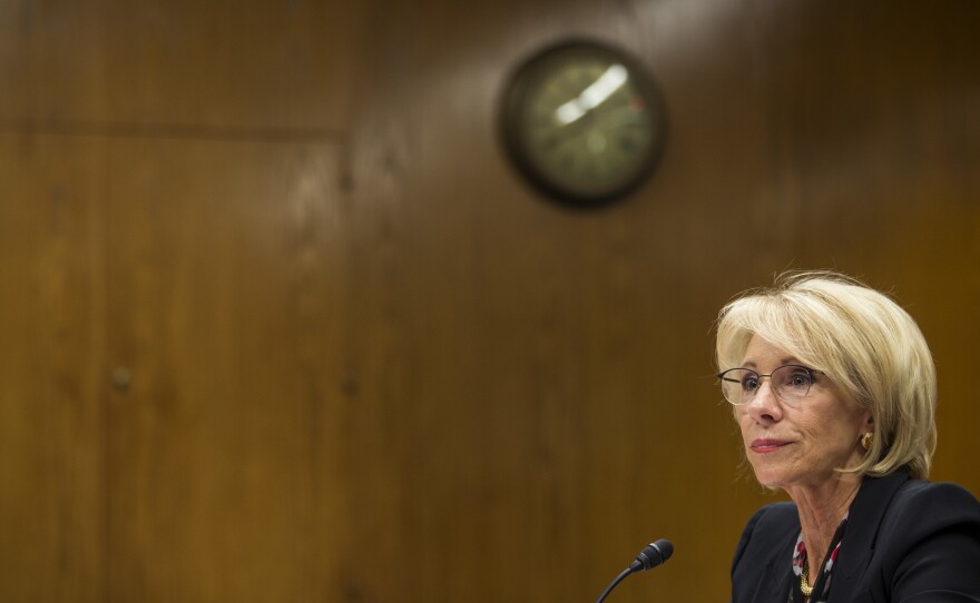 U.S. Secretary of Education Betsy DeVos testifies during a Senate Labor, Health and Human Services, Education and Related Agencies Subcommittee discussing proposed budget estimates and justification for FY2020 for the Education Department in Washington.