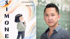 The book cover of "Simone" is shown next to an undated photo of author Viet Thanh Nguyen.