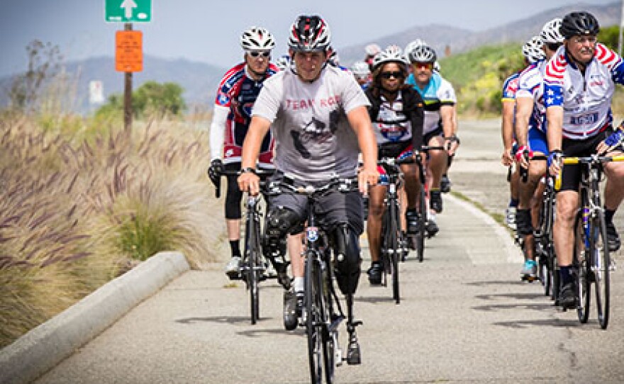 Sargent Rob Jones biked across the country in order to raise money for veteran charities.