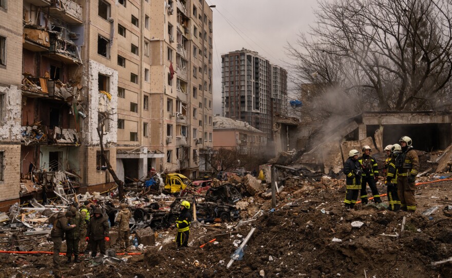 Ukrainian President Volodymyr Zelenskyy said his country's military shot down 70 of almost 100 Russian missiles, most of them over the capital of Kyiv.