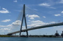 A view of the Canadian side of the Detroit River, and the Gordie Howe Bridge, as viewed from the United States.
