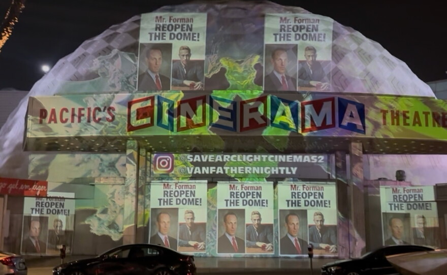 Ben Steinberg projected images onto the dome as part of a campaign to save the theater.