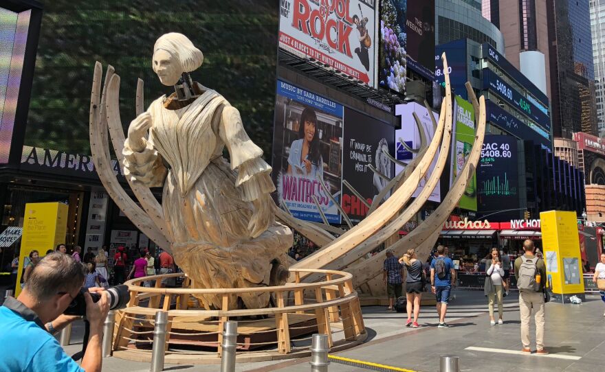 Mel Chin's sculpture <em>Wake</em>, seen last year in New York City's Times Square.