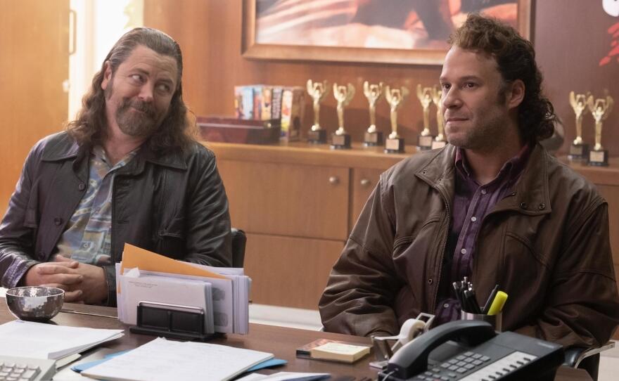 Miltie (Nick Offerman) and Rand (Seth Rogen).