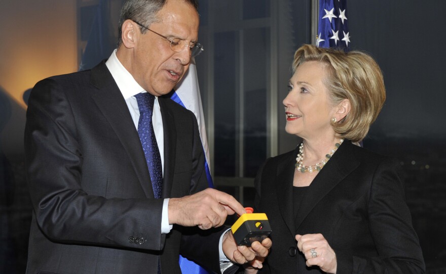 In March 2009, then-Secretary of State Hillary Clinton presented Russian Foreign Minister Sergey Lavrov with a device with a red button symbolizing the intention to "reset" U.S.-Russian relations.
