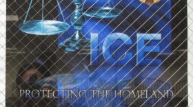 A poster for the 287(g) program hangs in the Clark County Detention Center.
