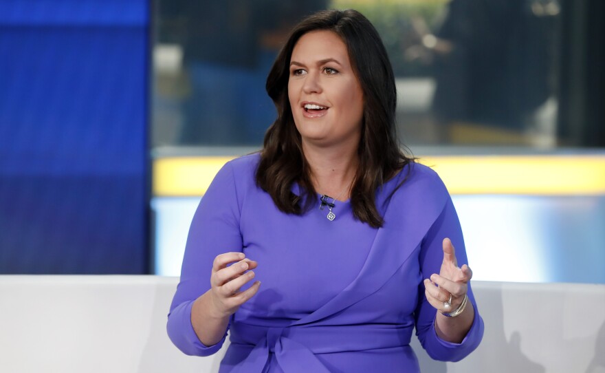 Former White House press secretary Sarah Huckabee Sanders appears on Fox News in this 2019 file photo.