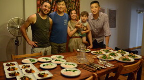 Jonathan Wu and his family, Wilson Tang, and their friend Leonard Shek present dishes from a menu development session for Fung Tu in June 2013.