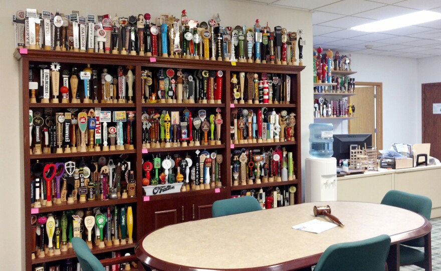 Snazzy beer taps on display at the AJS offices.