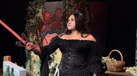 Delia Mejia as The Princess in Riot Production's "The Fairy Tale Monologues." (2026)